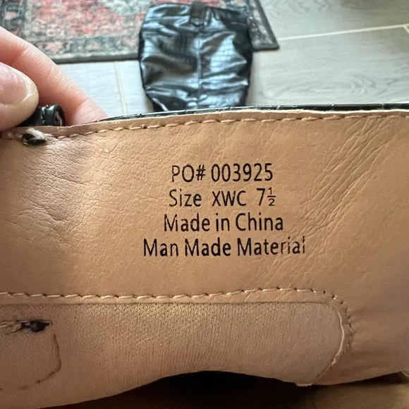 Black Croc-Embossed Knee-High Boots - Picture 6 of 8